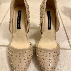 French Connection Tan Stiletto Heels with Studded Detail